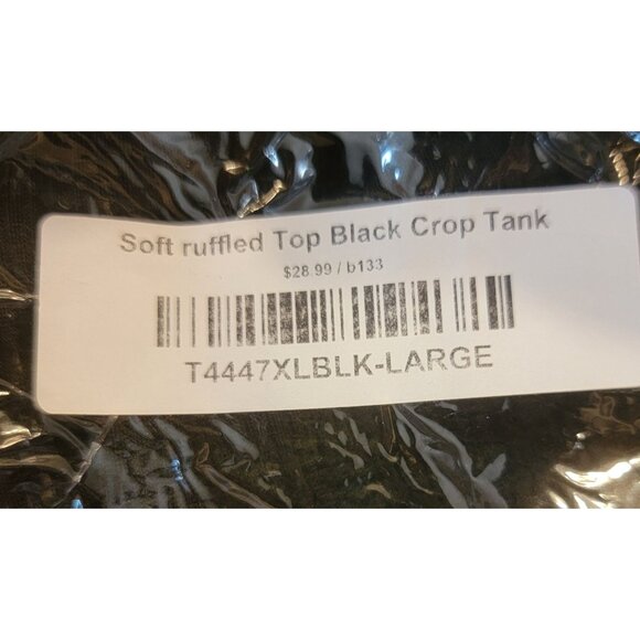 White Birch Crop Tank Black Soft Ruffled Top With Adjustable Straps Womens L New - Picture 6 of 6